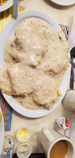 Biscuits smothered in sausage gravy at Nana's Diner