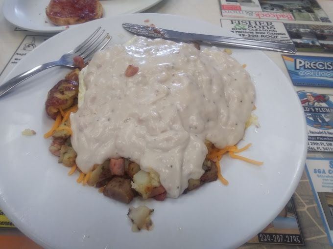 Skillet smothered in sausage gravy